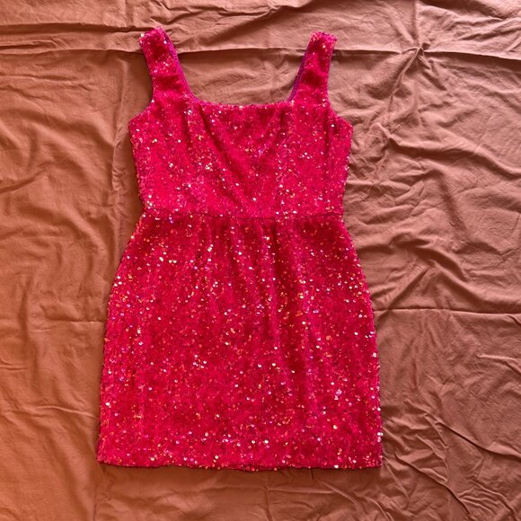 Helsi Rory Stretch Velvet Sequin Mini Dress - French Rose - Large - Picture 6 of 14